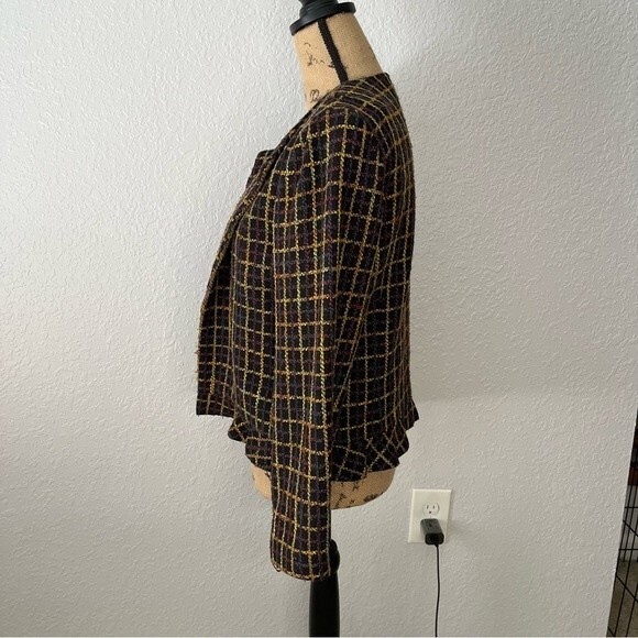 Slate & Willow Size M Shaina Lined Plaid Jacket Fall Colorful Retro Ruffle - Picture 10 of 11